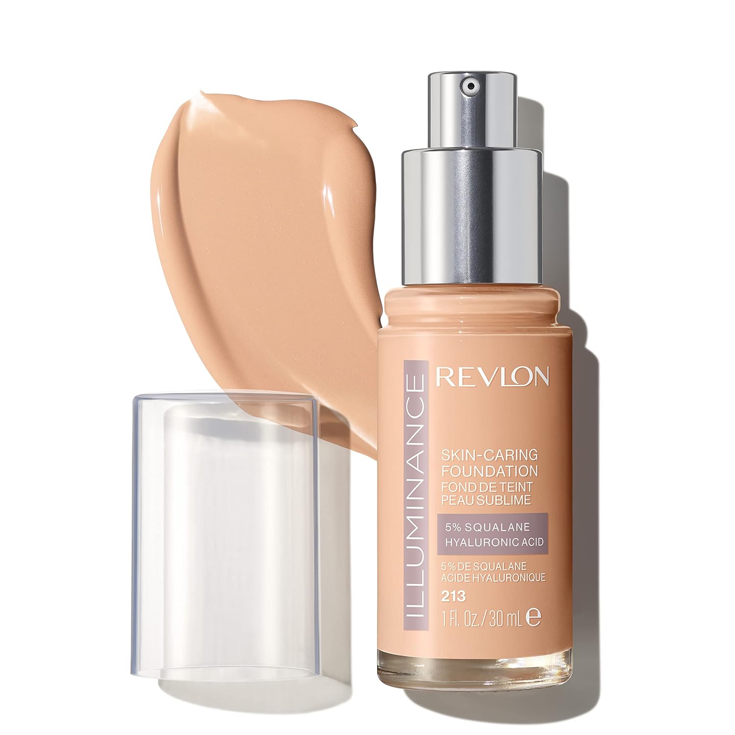 711w0mKfoWL._SL1500_.jpg Revlon Illuminance Skin-Caring Liquid Foundation, Hyaluronic Acid, Hydrating and Nourishing Formula with Medium Coverage, 213 Light Natural, 1 fl oz - Image 1
