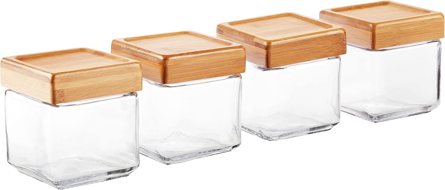 713phXtHgAL._AC_SL1500_.jpg Anchor Hocking 1-Quart Stackable Jars with Bamboo Lids, Set of 4, Clear Glass - - Image 1