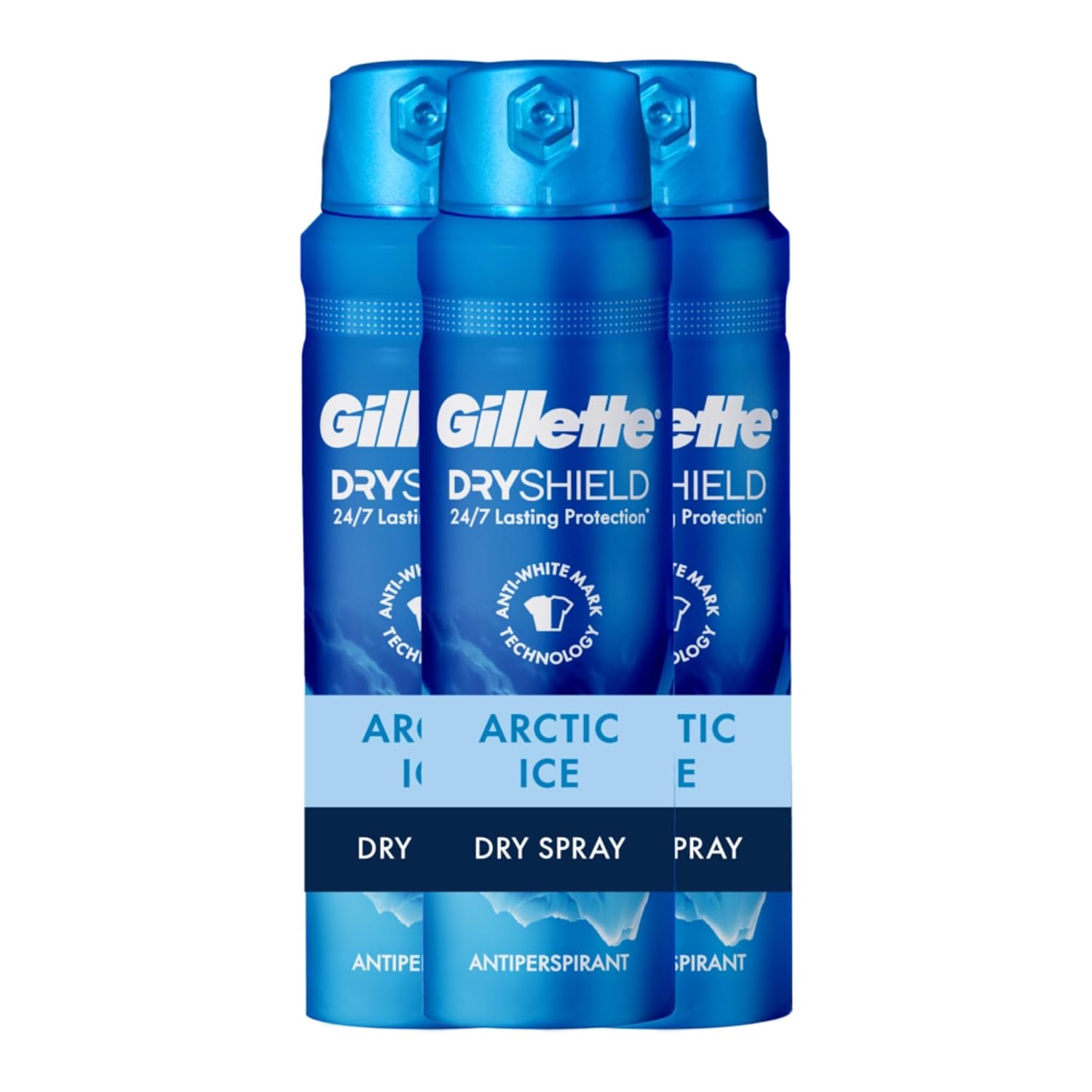 71N-4P1SVSL._SL1500_.jpg Gillette Dry Spray Antiperspirant and Deodorant for Men, 24/7 Sweat & Odor Protection, Anti-White Mark Technology, Arctic Ice Scent, 4.3 oz (Pack of 3) - Image 1