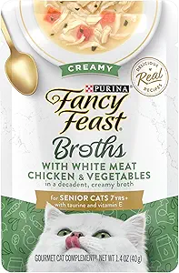 Purina Fancy Feast Lickable Senior Cat Food Broth Topper Creamy with White Meat Chicken - (Pack of 16) 1.4 oz. Pouches