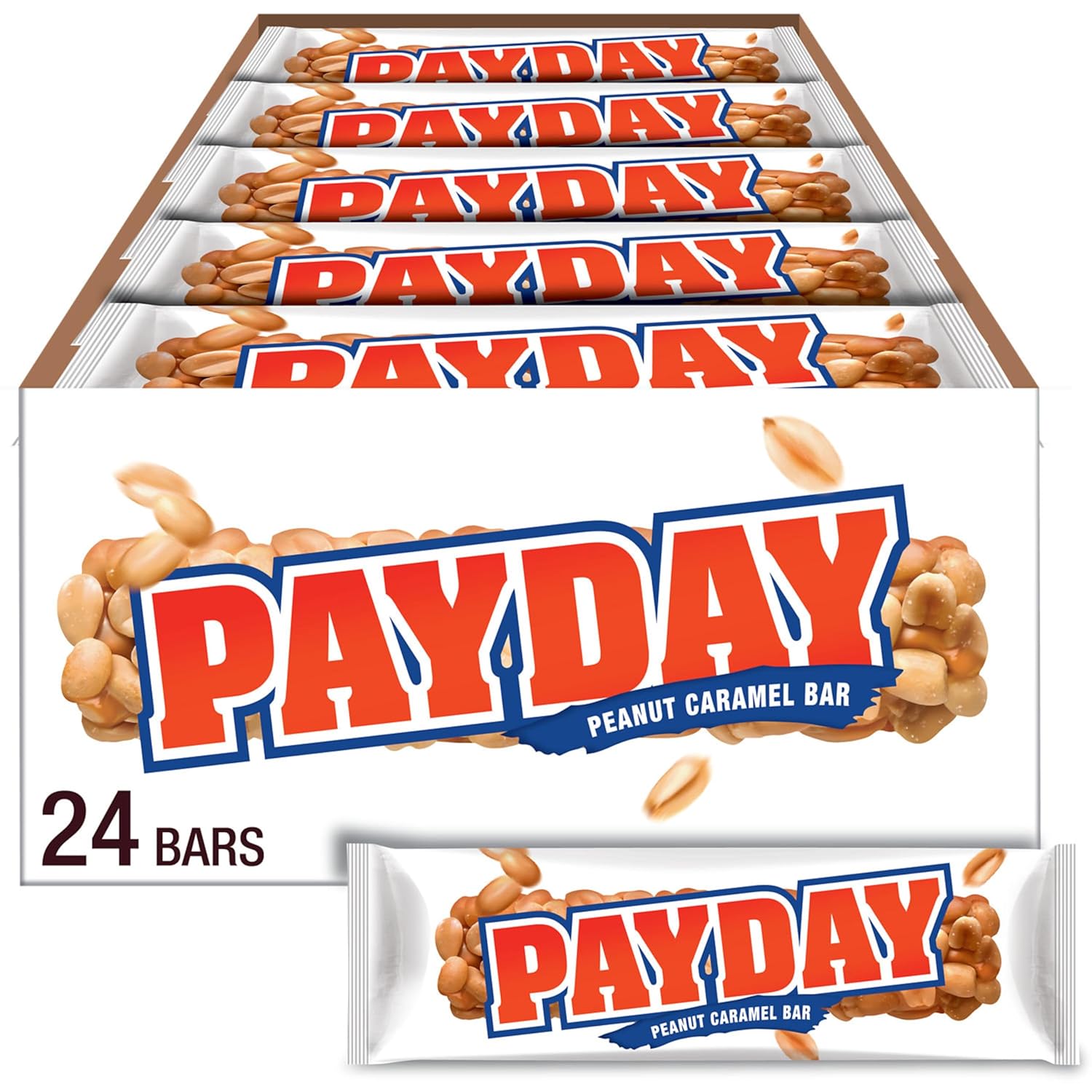 811ZLk4hlbL._SL1500_.jpg PAYDAY Peanut Caramel Candy Bars, 1.85 oz (24 Count) - Image 1