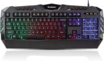 Brookstone USB Wired Gaming Keyboard with Multi-Color LED Backlit Keys and Numeric Keypad, Mac and PC Compatible (w/Palm Rest)