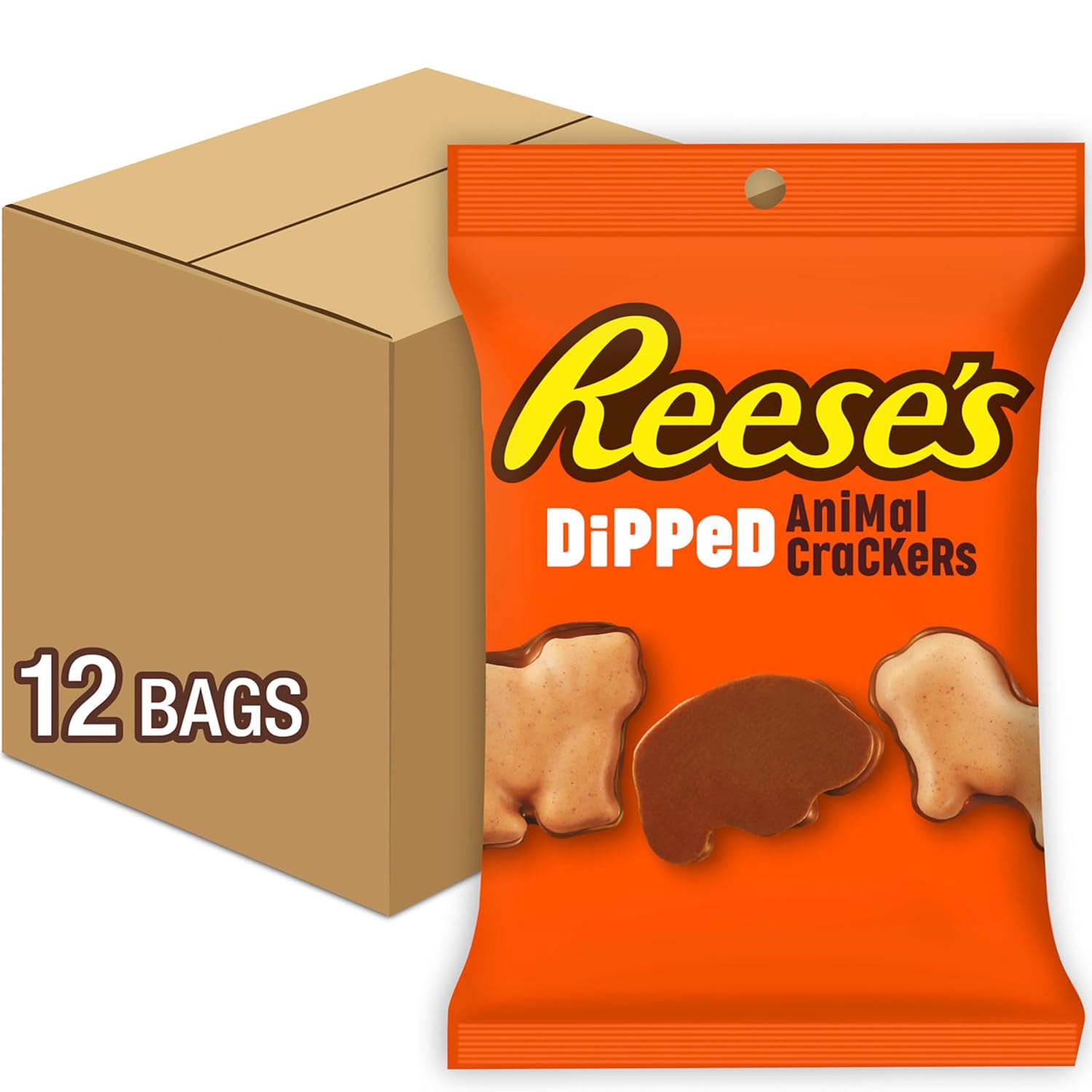 31hOtU3UYCL._SL1500_.jpg REESE'S Chocolate and Peanut Butter Candy Dipped Animal Crackers Bags, 4.25 oz (12 Count) - Image 1