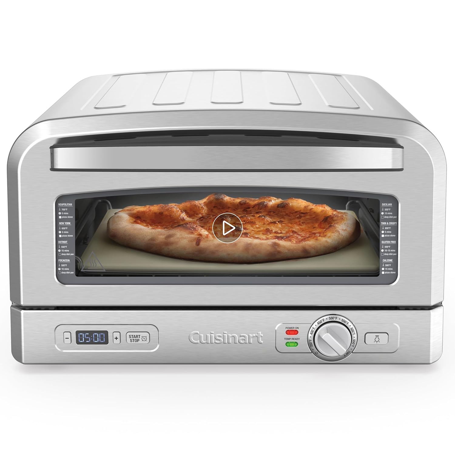 410Npd4sjZL._SL1500_.jpg Cuisinart Indoor Pizza Oven, Bakes 12" Pizzas in Minutes, Countertop Electric Pizza Oven Heats up to 700°F, Large Viewing Window, Interior Light, Includes 12.5" Pizza Stone, CPZ-120, Stainless Steel - Image 1