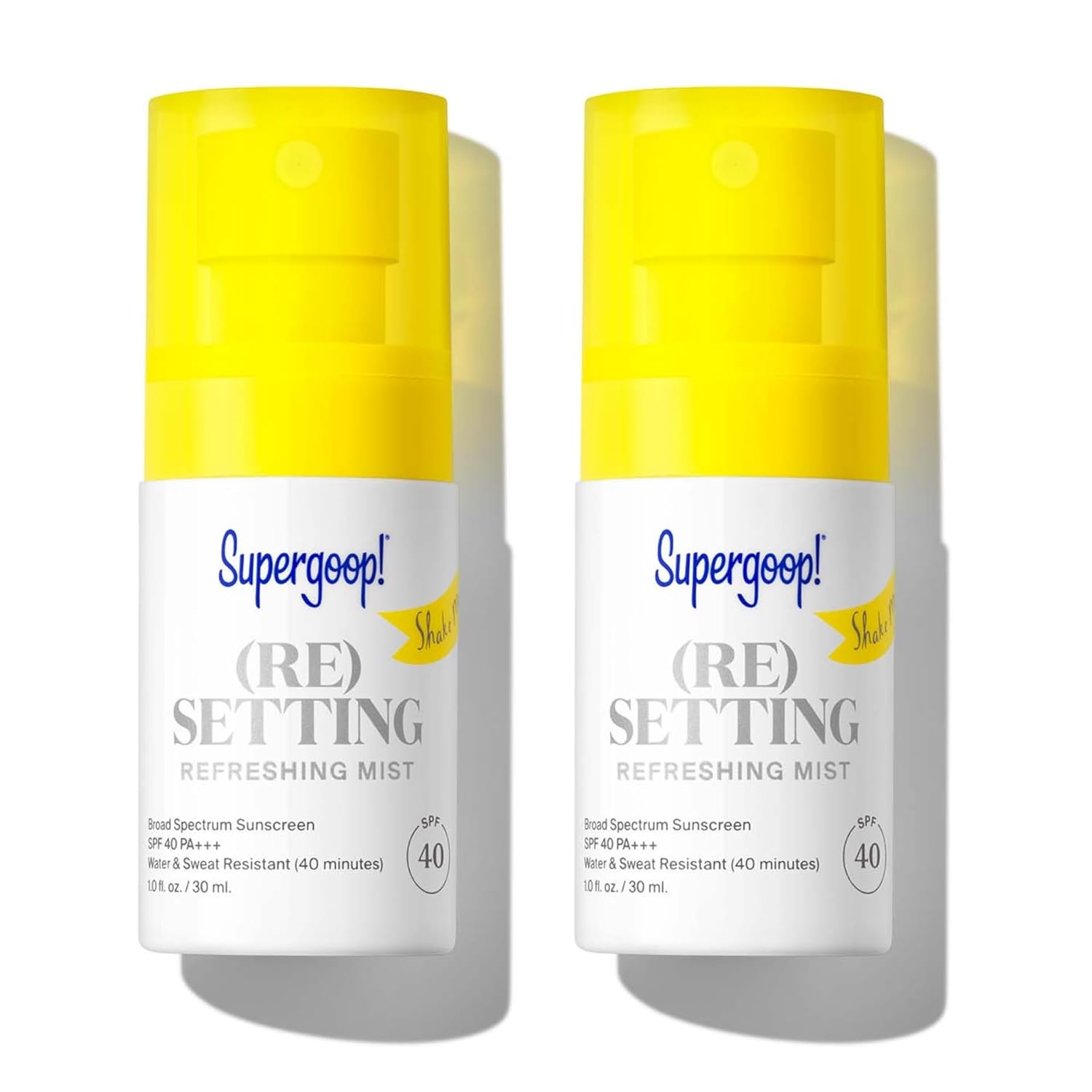 414D1kQBtL._SL1500_.jpg Supergoop! (Re setting Refreshing Mist - 1 fl oz, Pack of 2 - SPF 40 PA+++ Facial Mist - Sets Makeup, Refreshes UV Protection & Helps Filter Pollution - Light, Natural Scent - Image 1