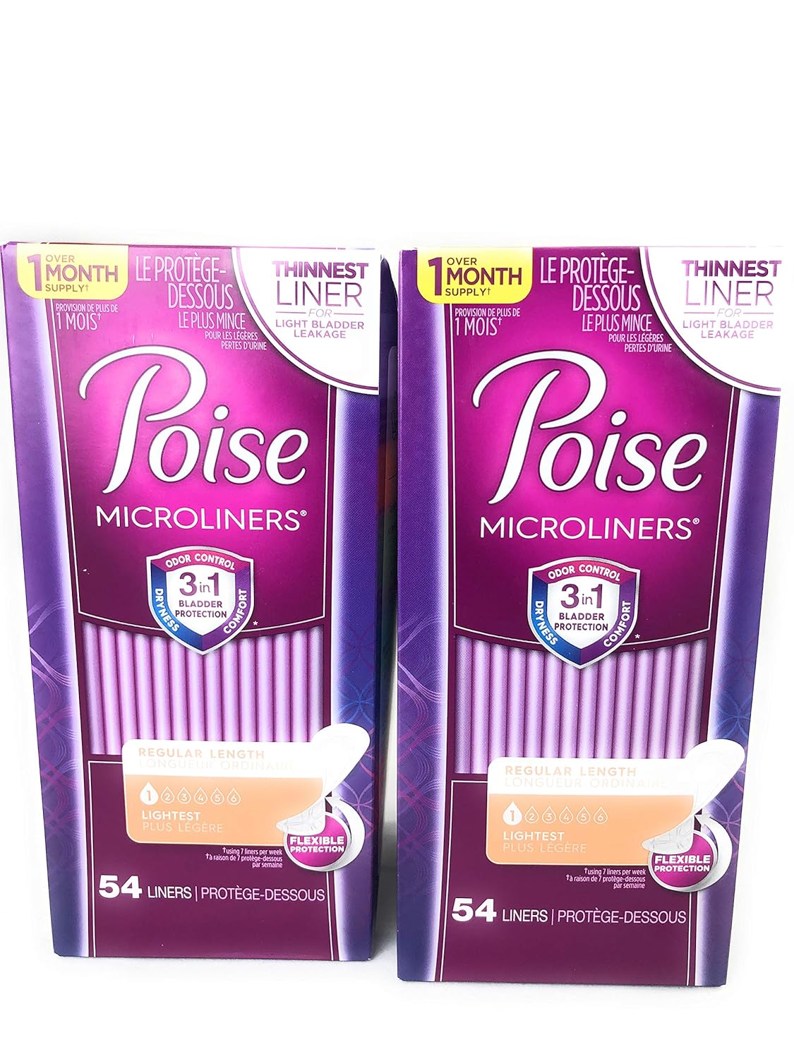 418Y6sAng6L._SL1500_.jpg Poise Microliners, incontinence panty liners, lightest absorbency, regular, 54 Count, PACK OF 2 - Image 1