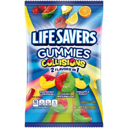 LIFE SAVERS Collision Gummies Candy Bag, Gummy Candy Packs for Goodie Bags, Road Trips, Treats, 7 oz (Pack of 12)