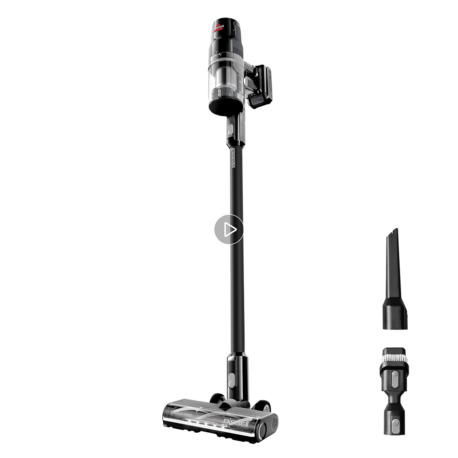 513xk90R1zL.SS125_PKplay-button-mb-image-grid-small_.jpg Bissell CleanView XR 200W Lightweight Cordless Vacuum w/Removable Battery, 35-min runtime, Tangle-Free Brush Roll, LED Lights, XL Tank, Dusting & Crevice Tool, Wall Mount, 3789U - Image 1