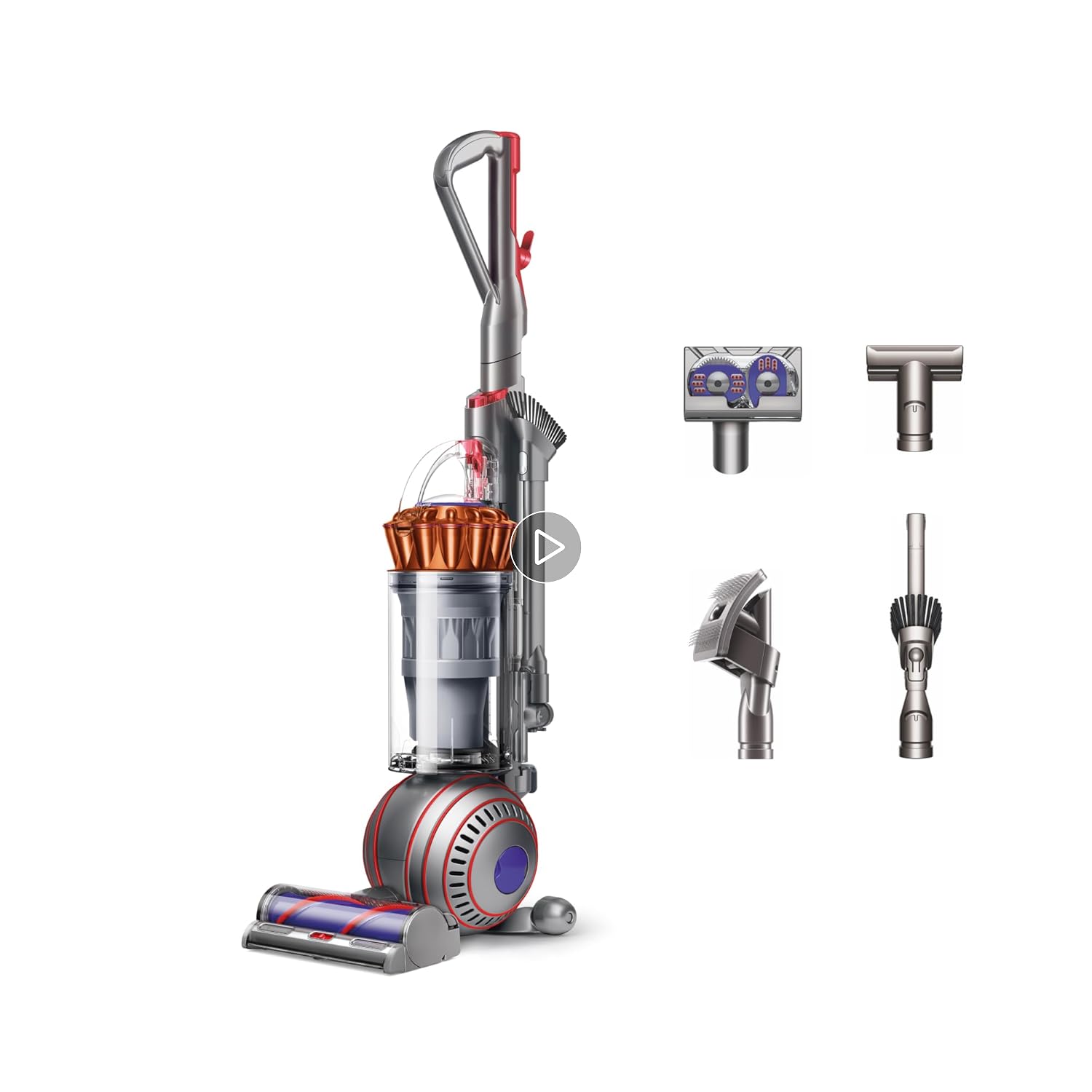 51qfFJOtsVL.SS125_PKplay-button-mb-image-grid-small_.jpg Dyson Ball Animal 3 Extra Upright Vacuum, Corded, 290AW, De-tangling Motorbar Cleaner Head for All Floors, 3 Suction Modes, Specialized pet Tools - Image 1